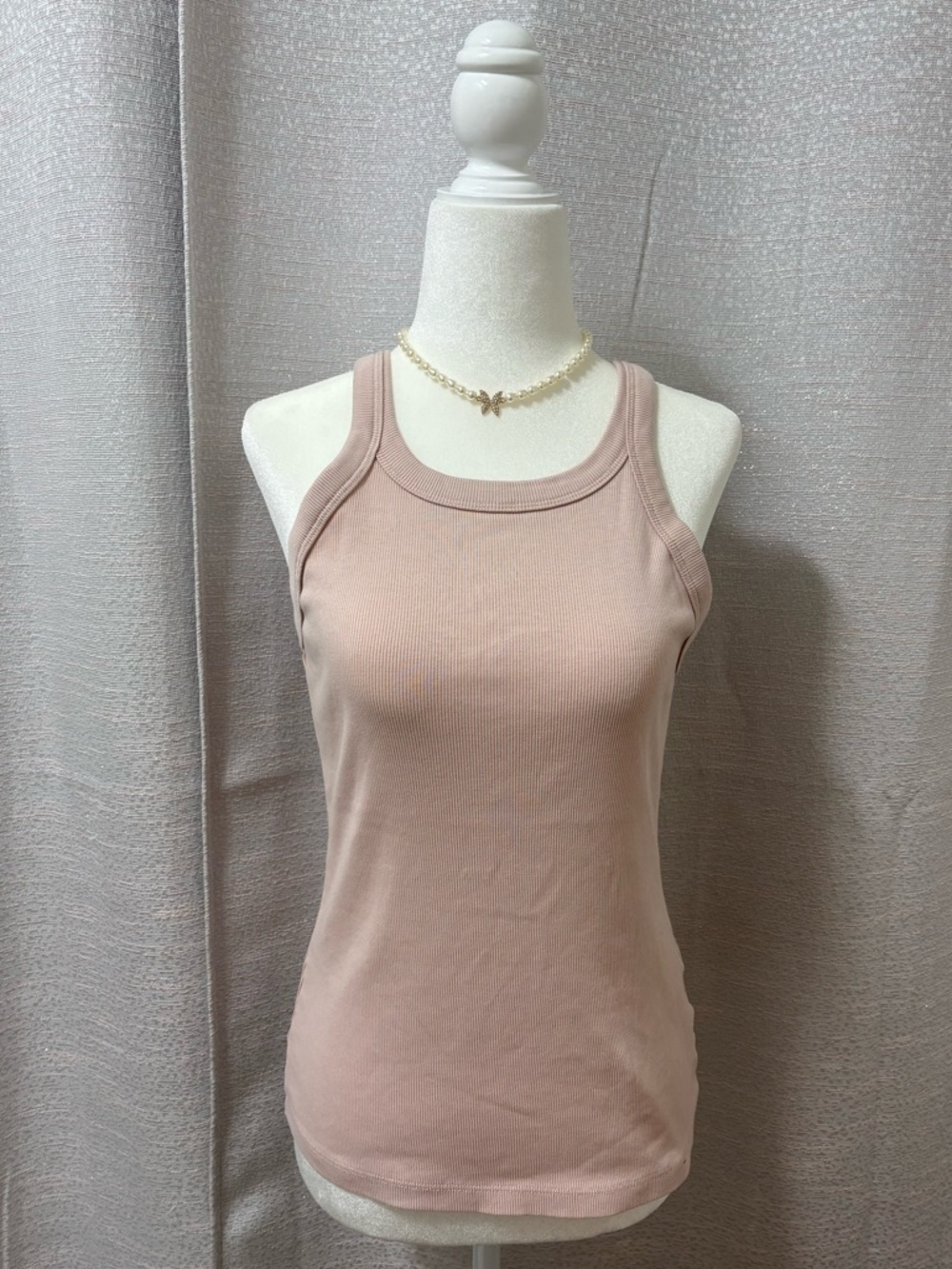 H&M Women’s Blush Pink Racerback Tank Top Ribbed Size Large Everyday Y2K